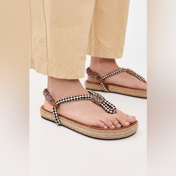 ISABEL MARANT Gypso Leather Braided Rope Sandals Multicolor Size 38 - Picture 4 of 10